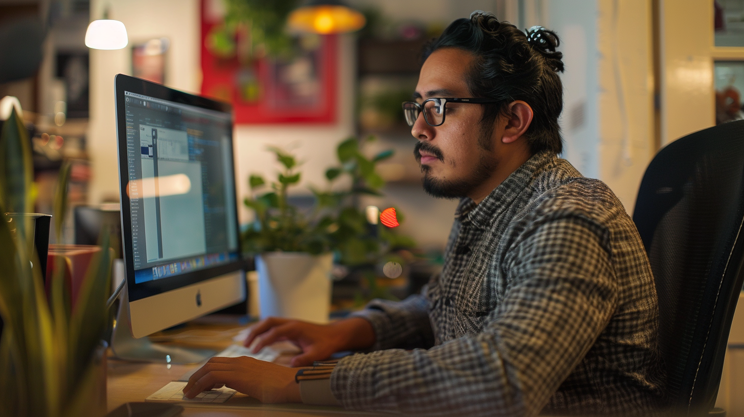 man working on computer