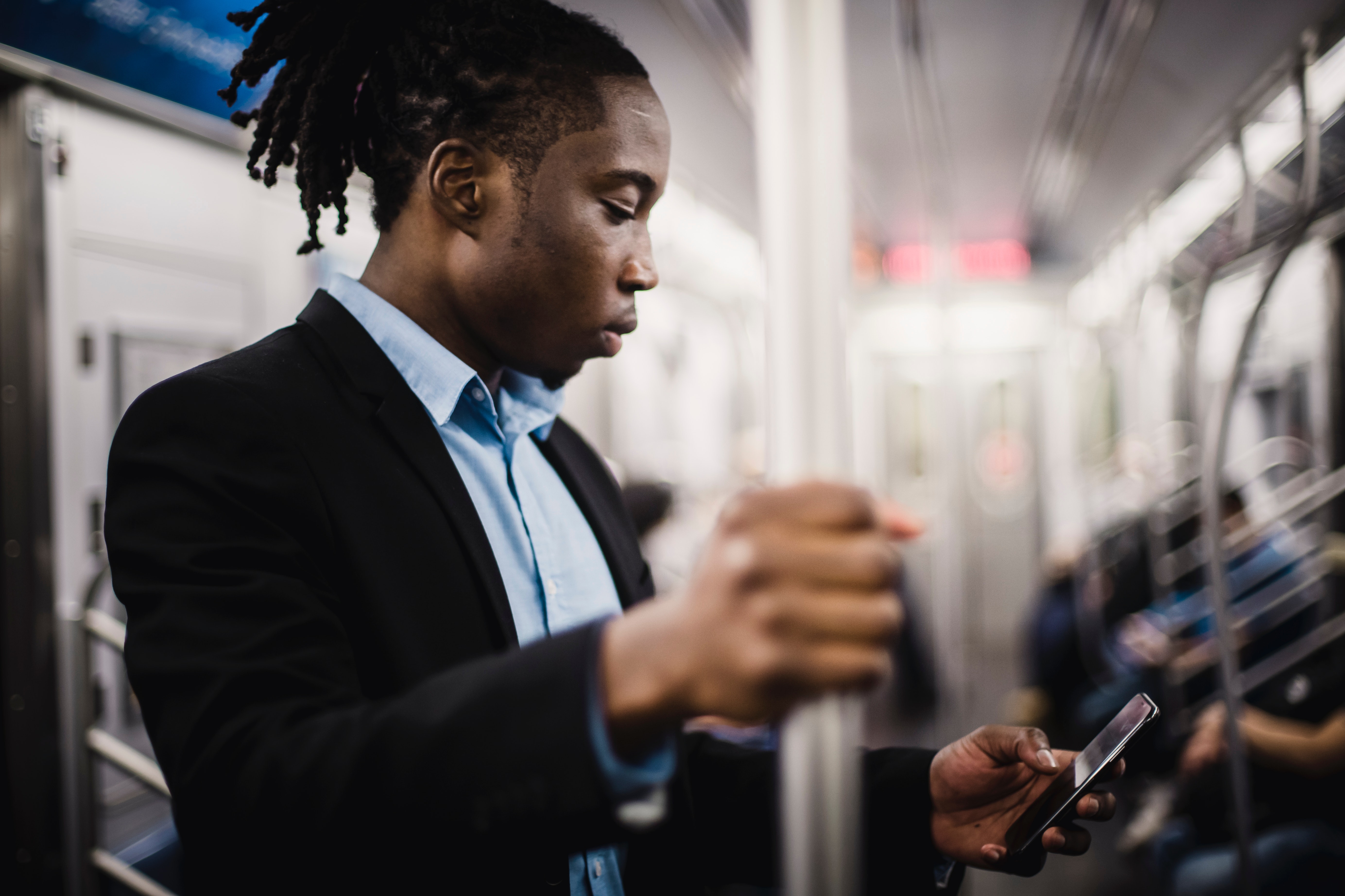 black man with dreads on subway
